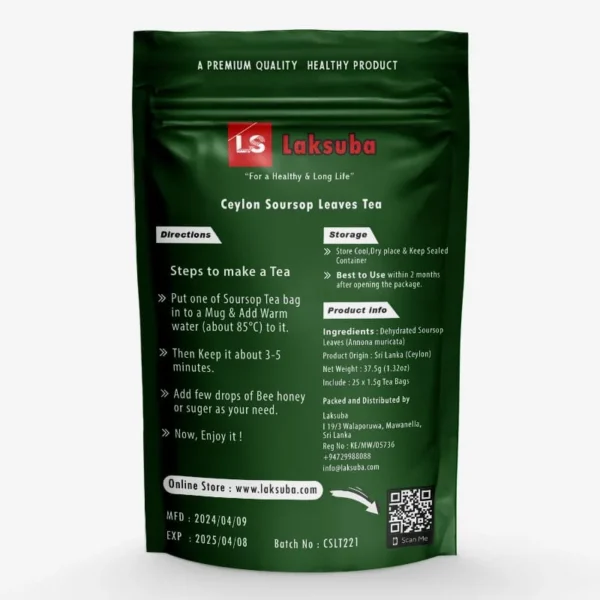 Soursop leaves tea product back side