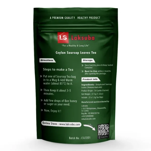 Soursop Leaves Tea Product Back Side - Product Details Soursop leaves tea product back side